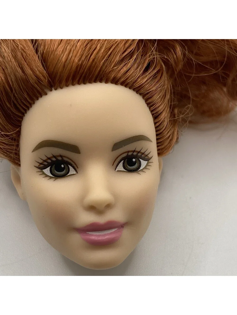 Barbie Head Only- Red Curly Hair  Brown Eyes For OOAK B19